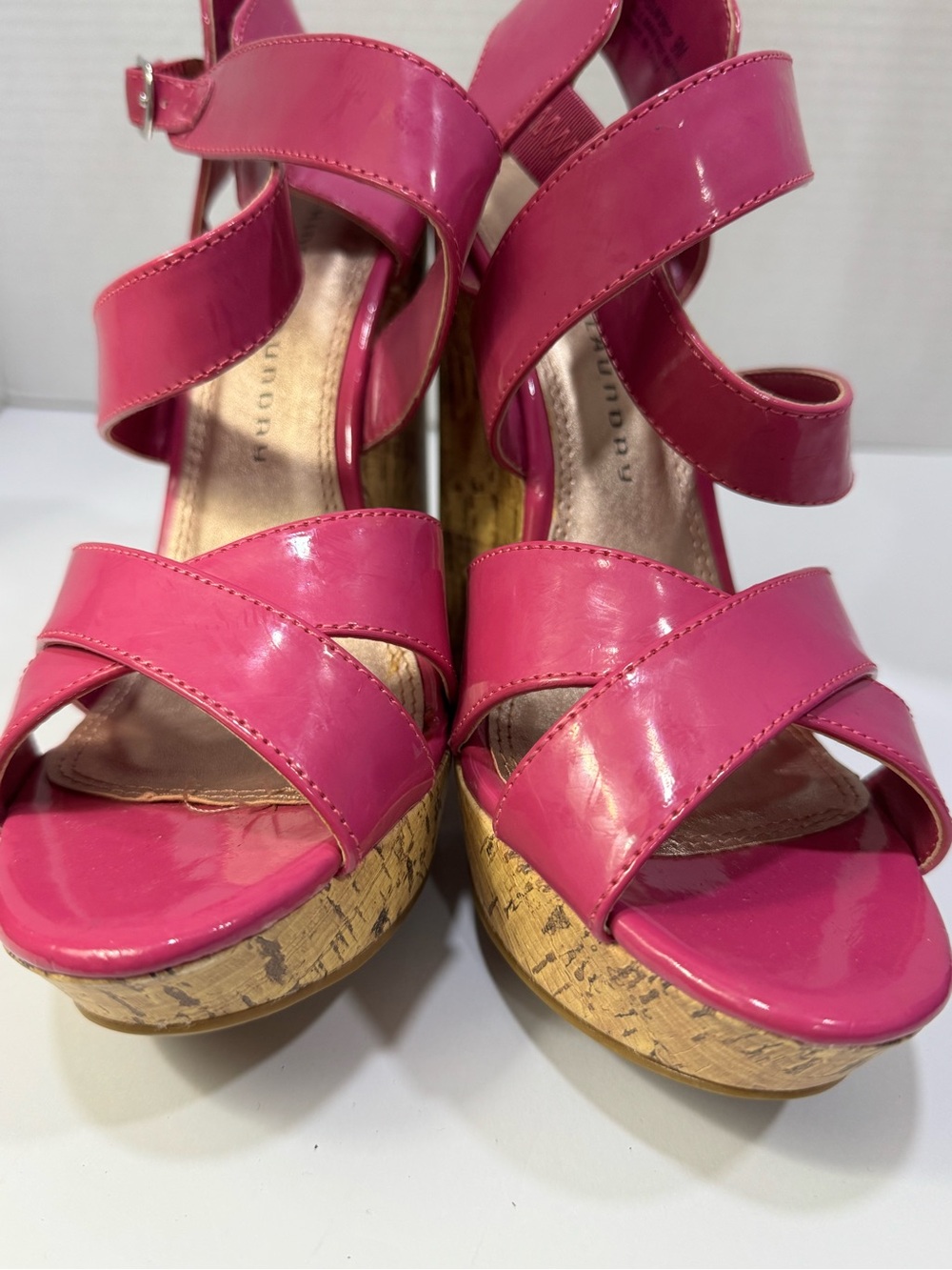 Chinese Laundry Fuchsia Strappy Wedge Sandals Sz 9M - Picture 4 of 6